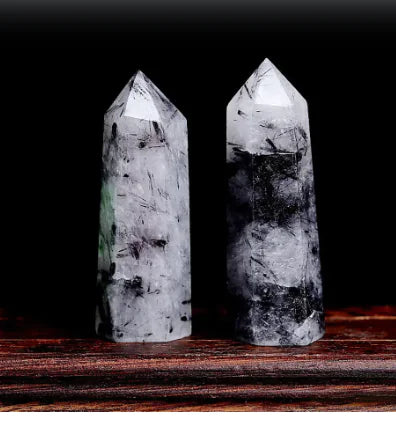 Natural Black Tourmaline Quartz Crystal