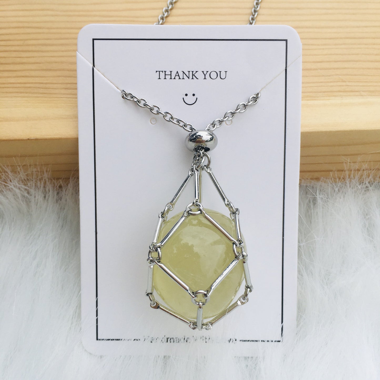 Fashion Jewelry Medium Natural Crystal Mesh Bag Necklace Woven