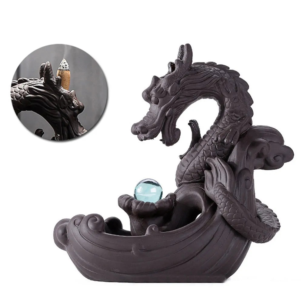 FREE SHIPPING!Dragon&Crystal Ball-Ceramic Backflow Incense Burner!