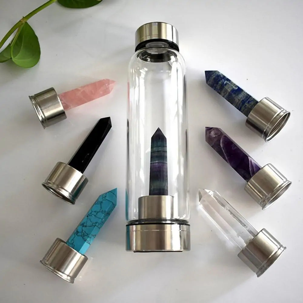 Quartz Gemstone Glass Bottle