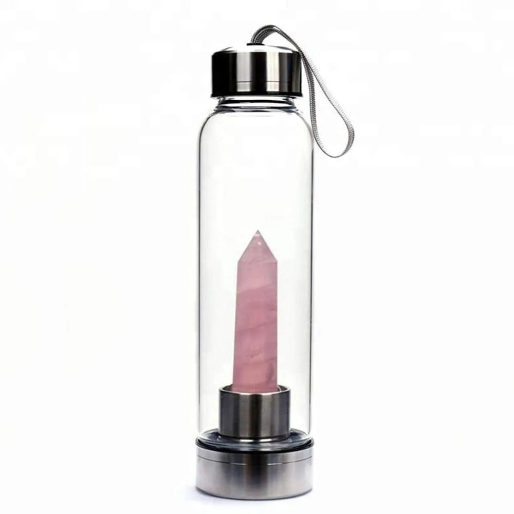 Quartz Gemstone Glass Bottle