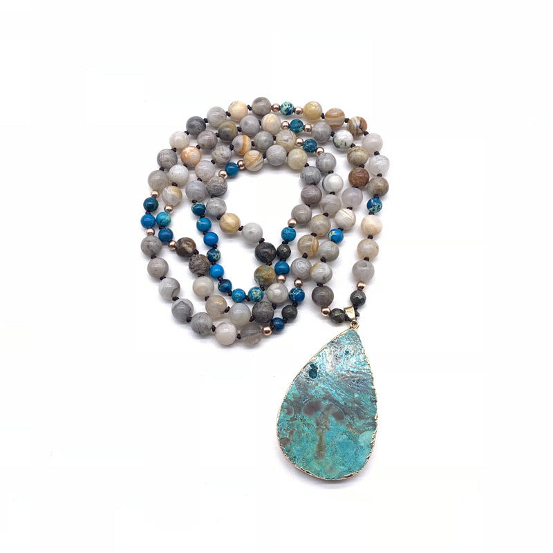 Ocean Stone Pendant Crystal Necklace