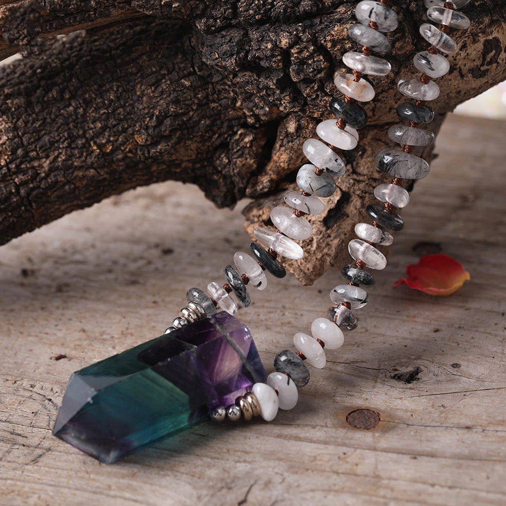 Handmade Rainbow Natural Fashion Fluorite Pendant