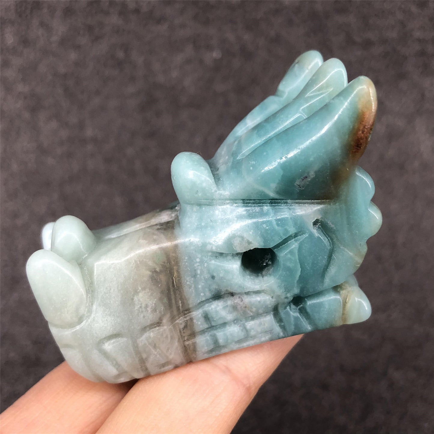 Natural Crystal Carving 2 Inch Tianhe Stone Dragon Head Figurine