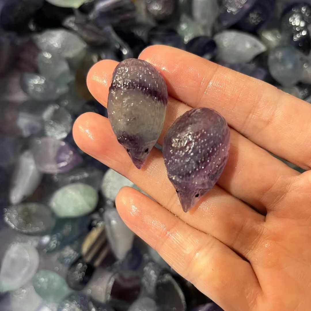 Natural Colorful Fluorite Raw Stone Hand-carved!