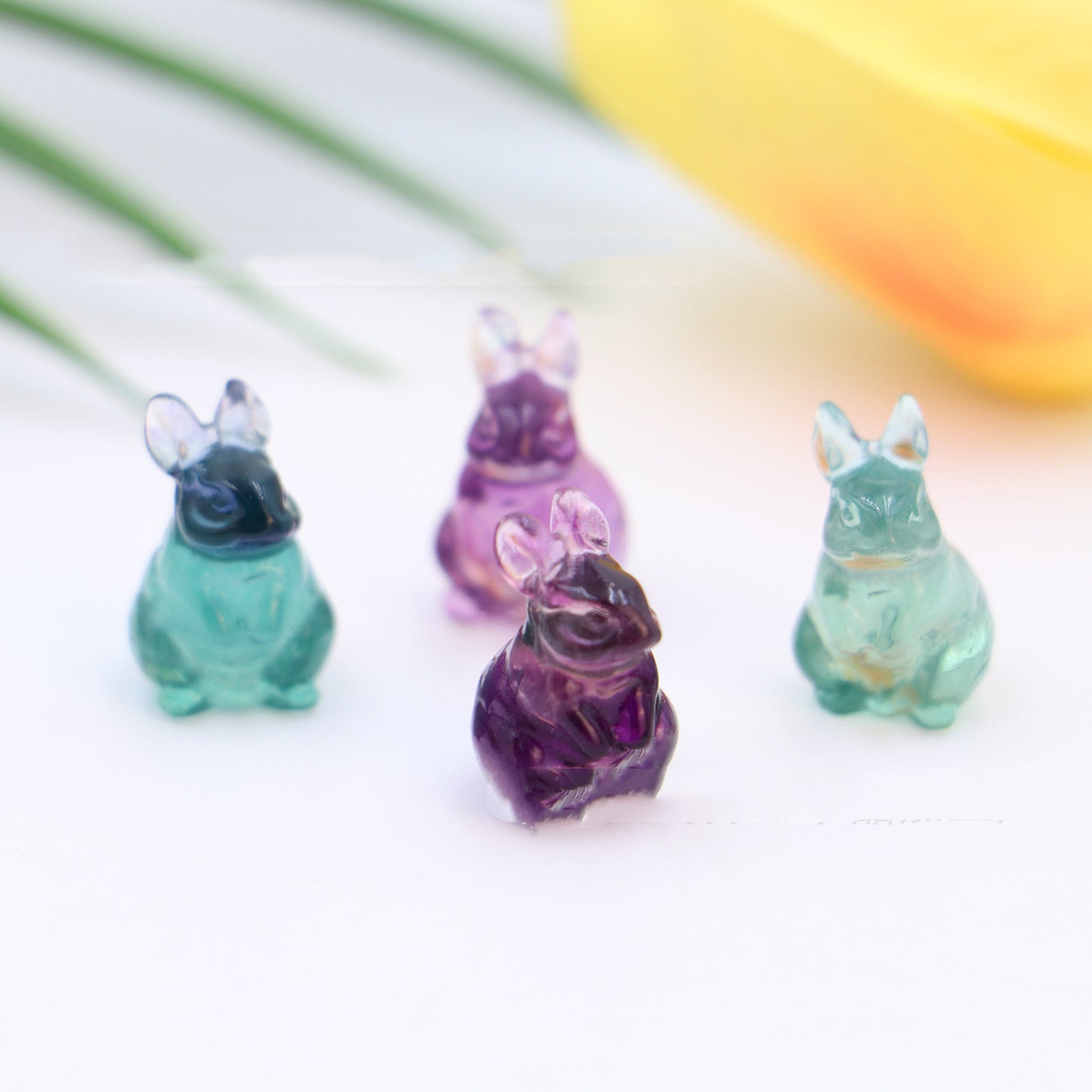 Natural Crystal Fluorite Rabbit Carving Ornament