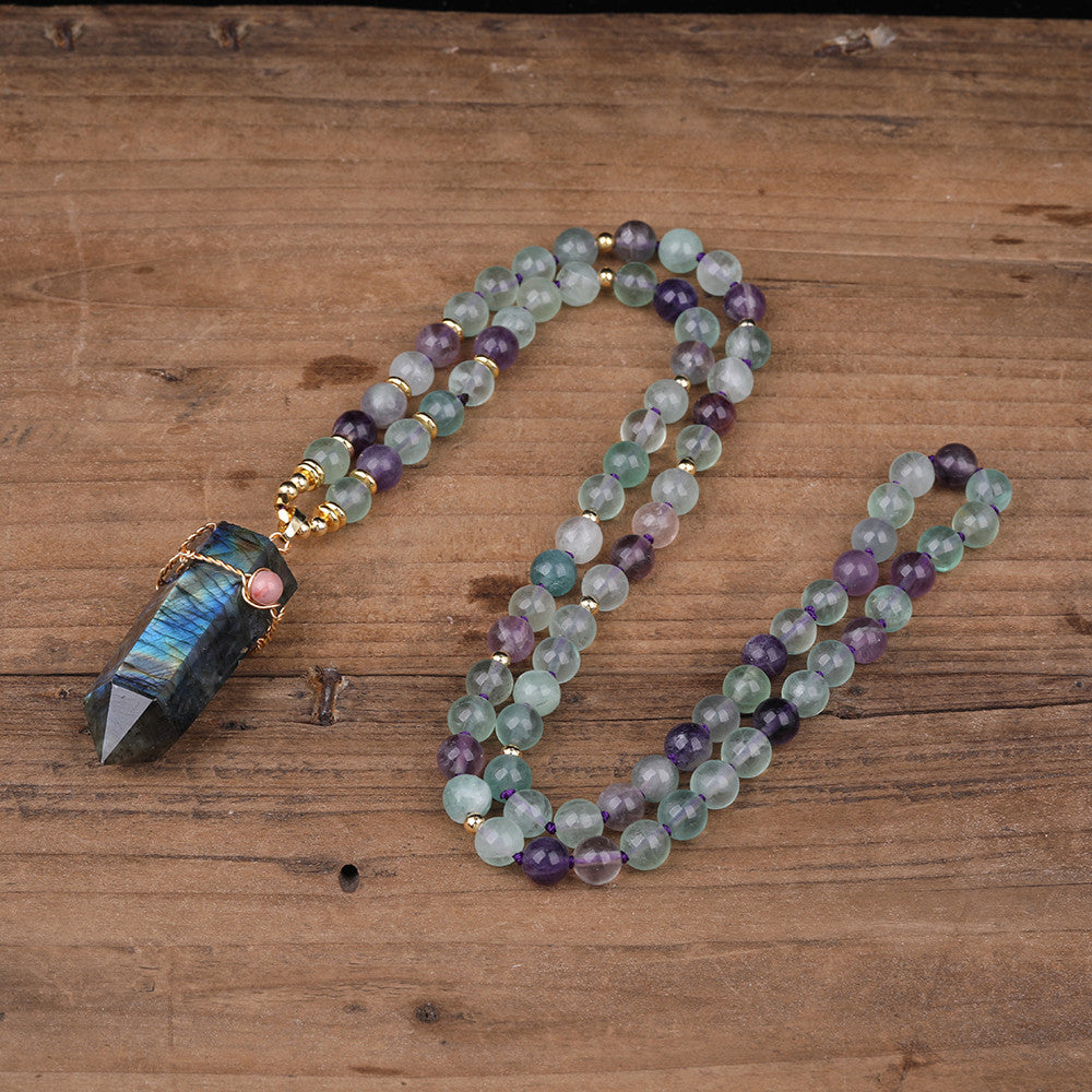 Fashion Natural Labradorite Point Pendant Necklace