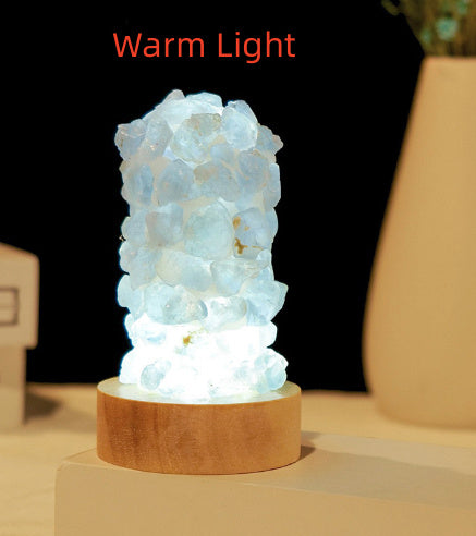 Natural Amethyst,Celestite Tooth Flower Mini Night Light Usb Plug-in