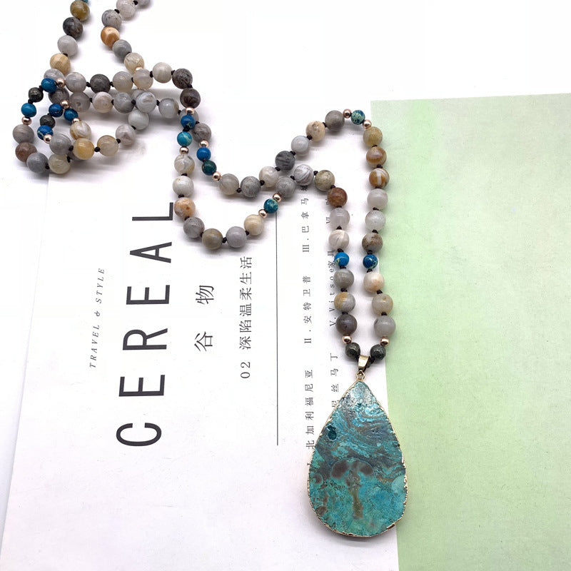 Ocean Stone Pendant Crystal Necklace