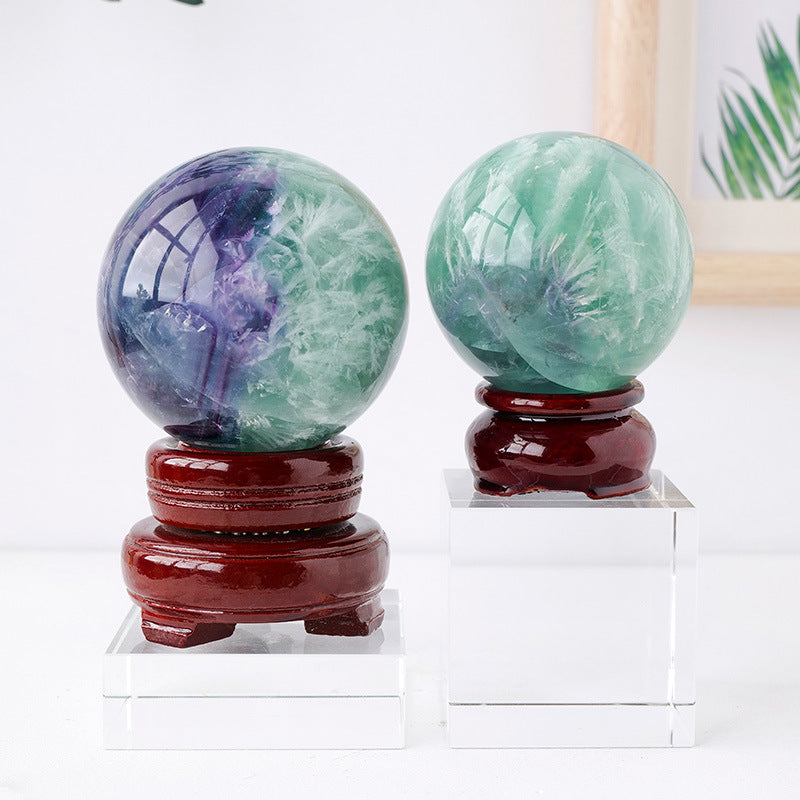 Natural Feather Fluorite Crystal Ball