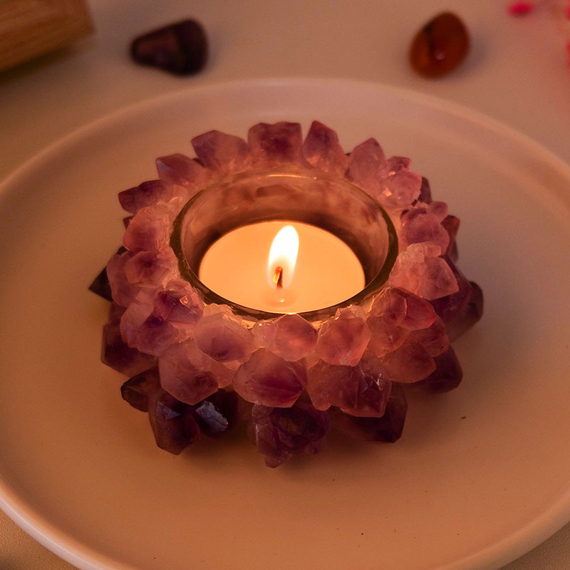 Natural Amethyst Candlestick Holder Ornaments