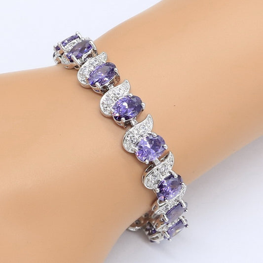 STUNNING!!Ladies Amethyst Silver Jewelry Set!So beautiful!!