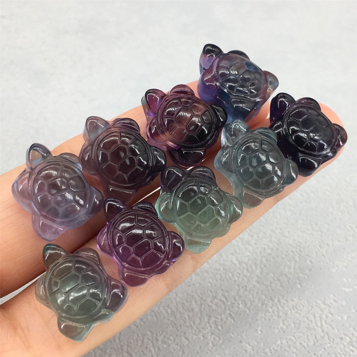 Natural Crystal Carved Fluorite Turtle Figurine