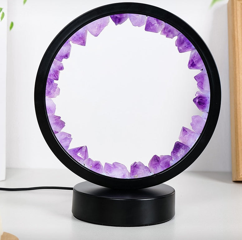 Natural Amethyst Cluster Round Headboard