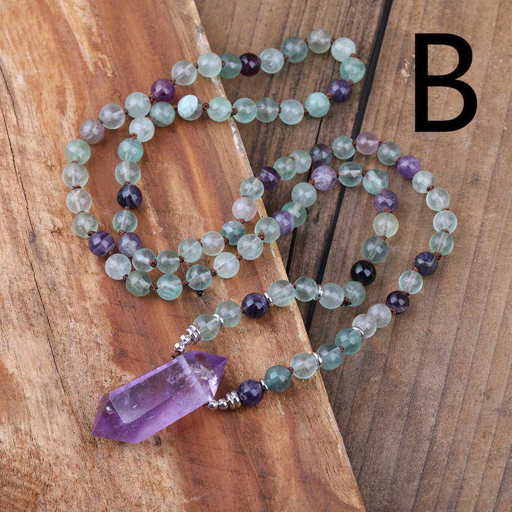 Natural Amethyst Quartz Double Point Pendant Necklace