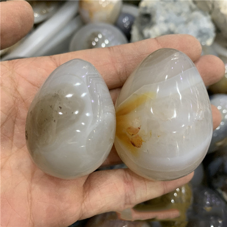 Crystal Marine Chalcedony Agate Dinosaur Egg Ornaments