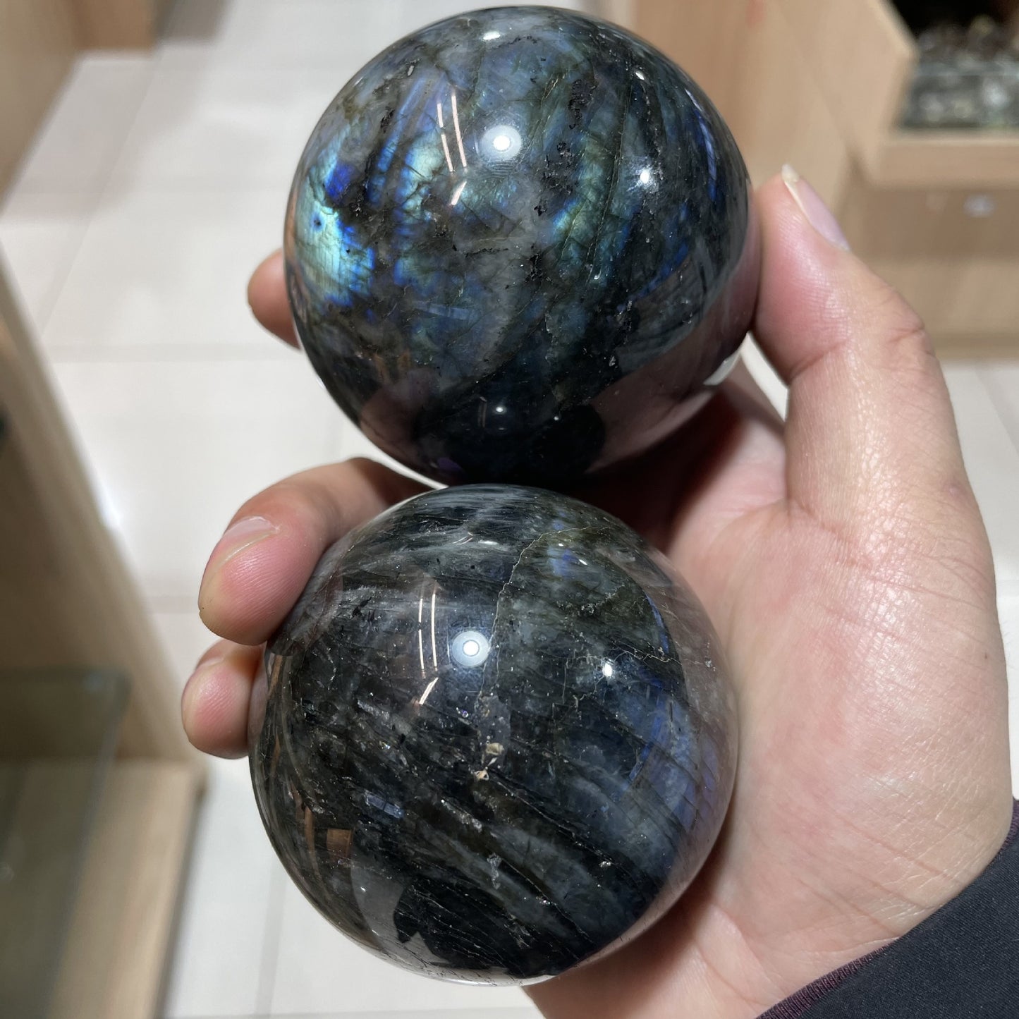 Natural Crystal Ball Natural Labradorite Sphere Ornament.STUNNING!!!