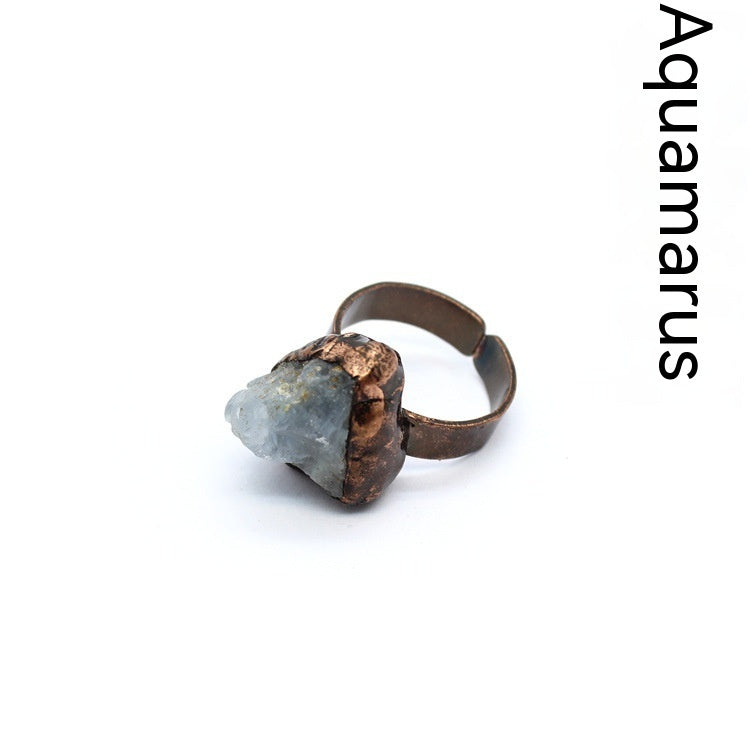 Retro Rough Stone Green Fluorite Ring