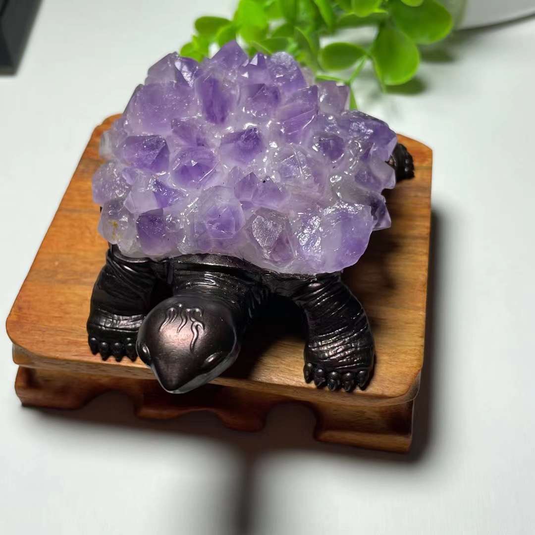 Natural Amethyst Handmade Turtle Ornaments