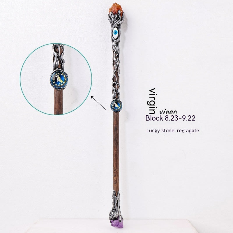 Amethyst Rock Solid Wood Magic Wand