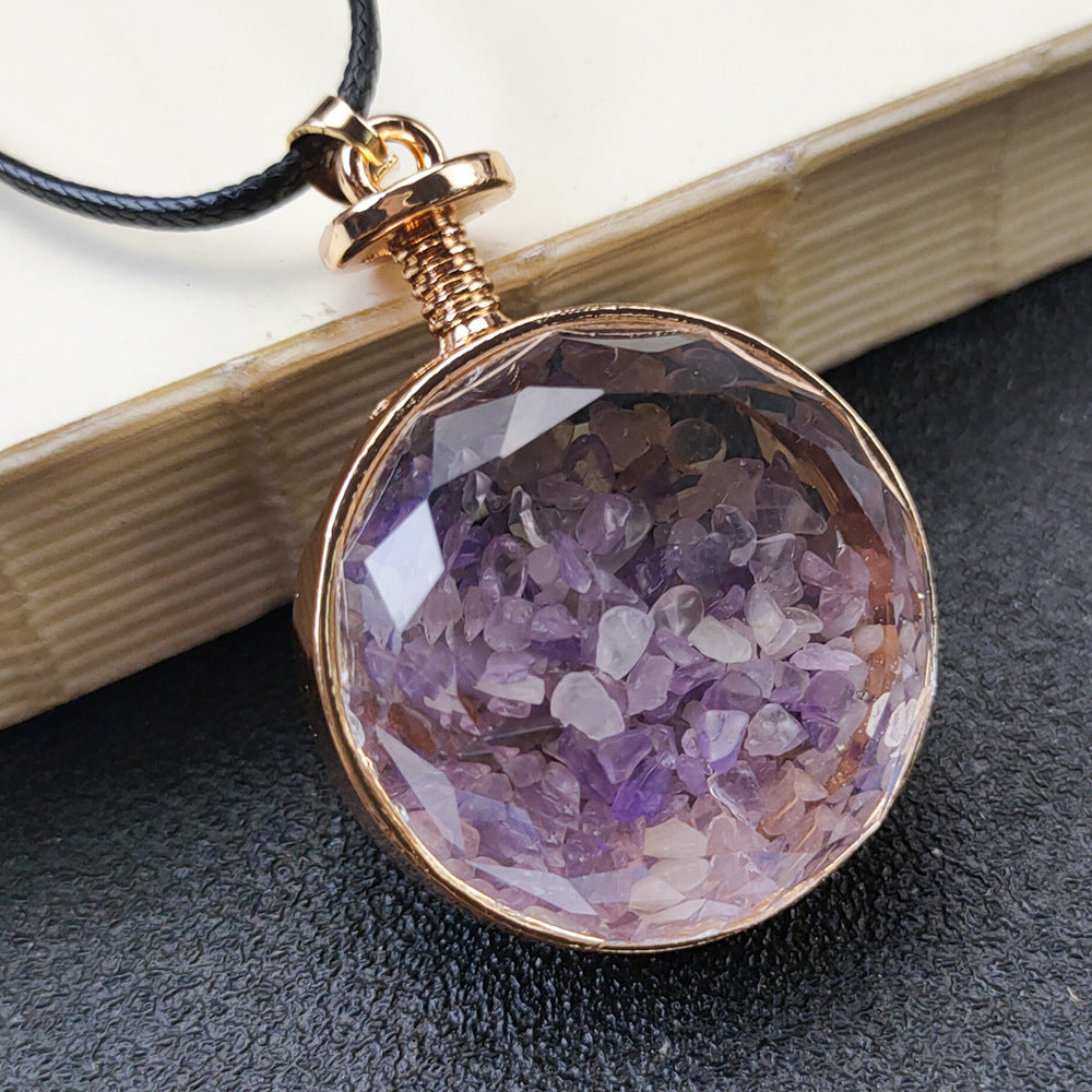 Amethyst Tourmaline Pendant Drift Bottle Necklace