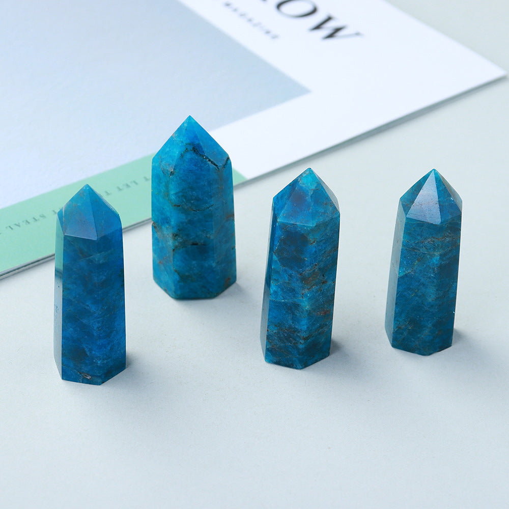 Blue Apatite Point Healing Crystal Stone Tower Reiki Energy