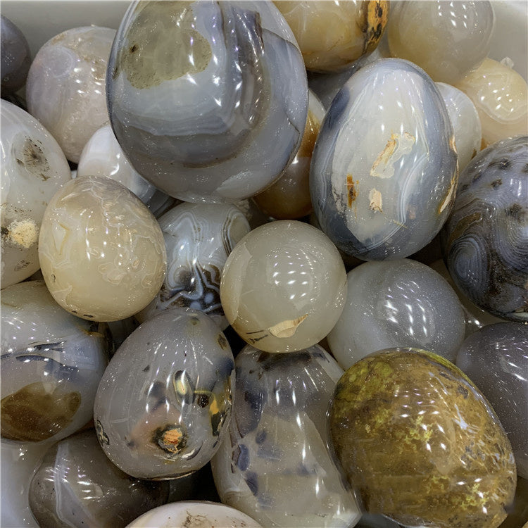 Crystal Marine Chalcedony Agate Dinosaur Egg Ornaments