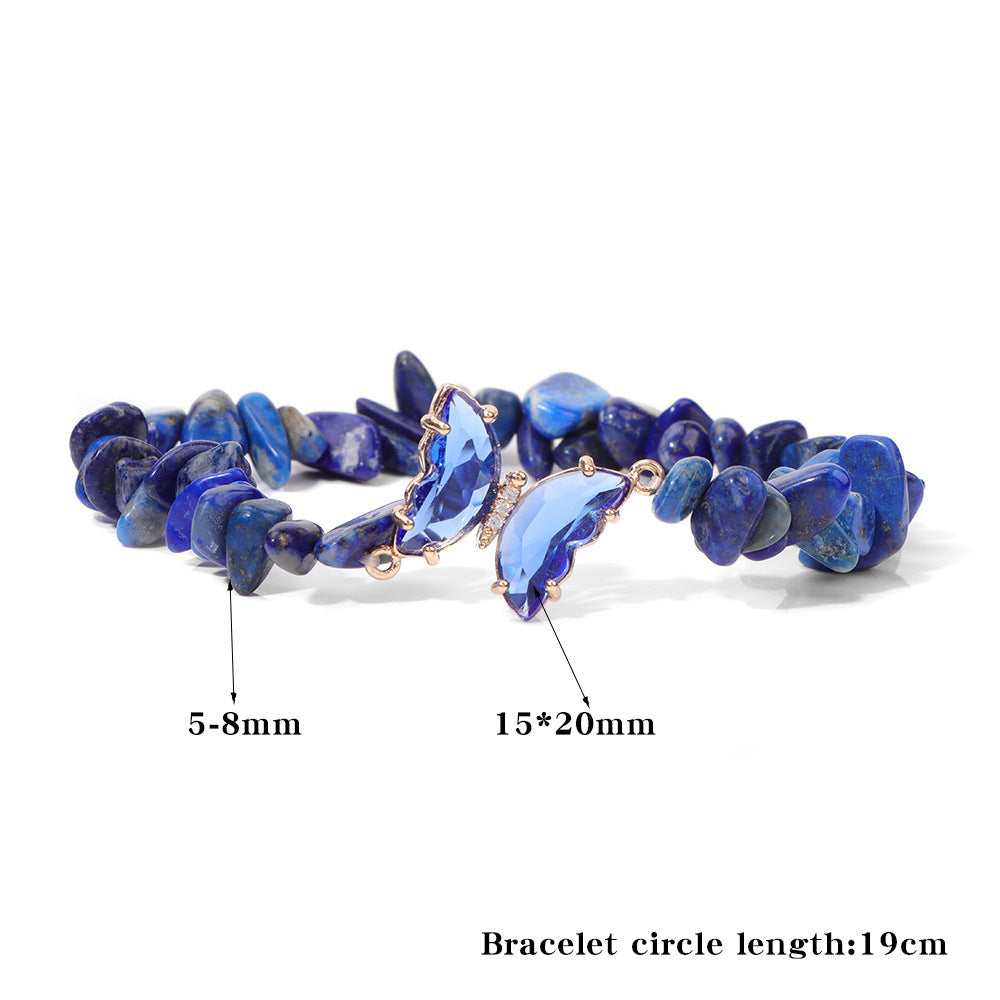 Women's Natural Lapis Lazuli Gravel Stretch Bracelet