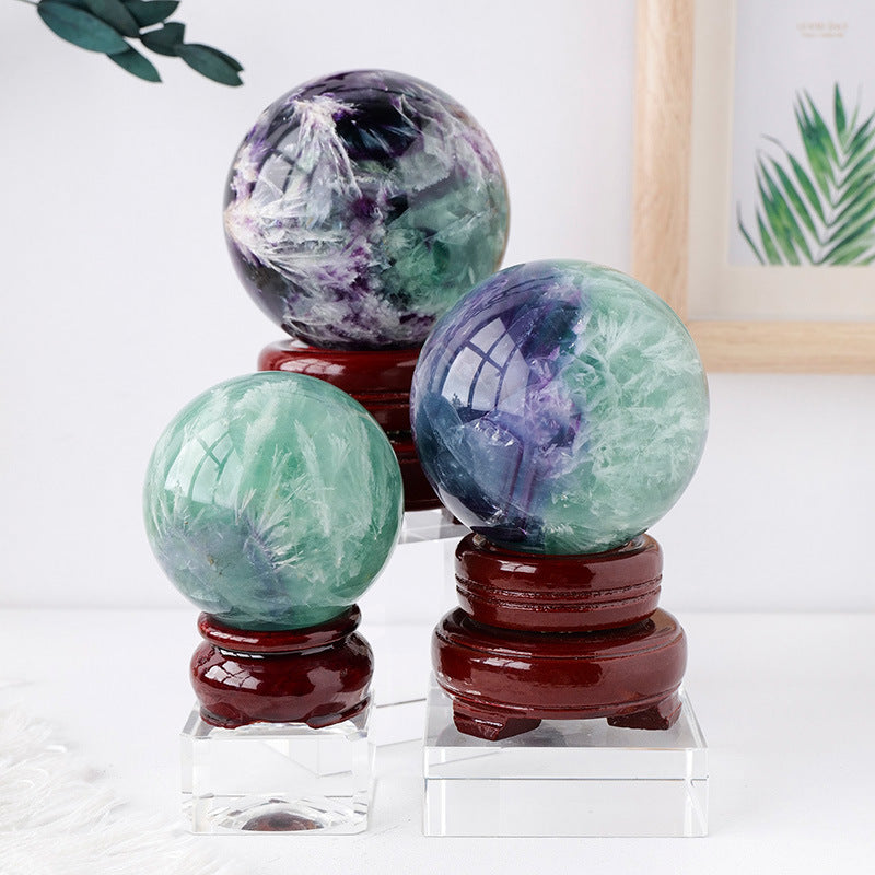 Natural Feather Fluorite Crystal Ball