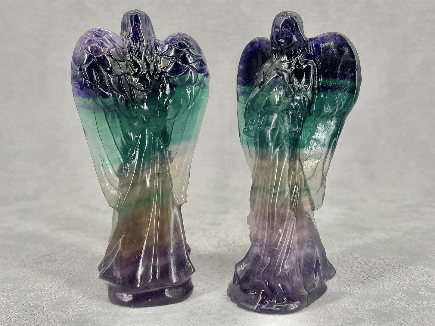 Natural Crystal Carving Colorful Fluorite Angel