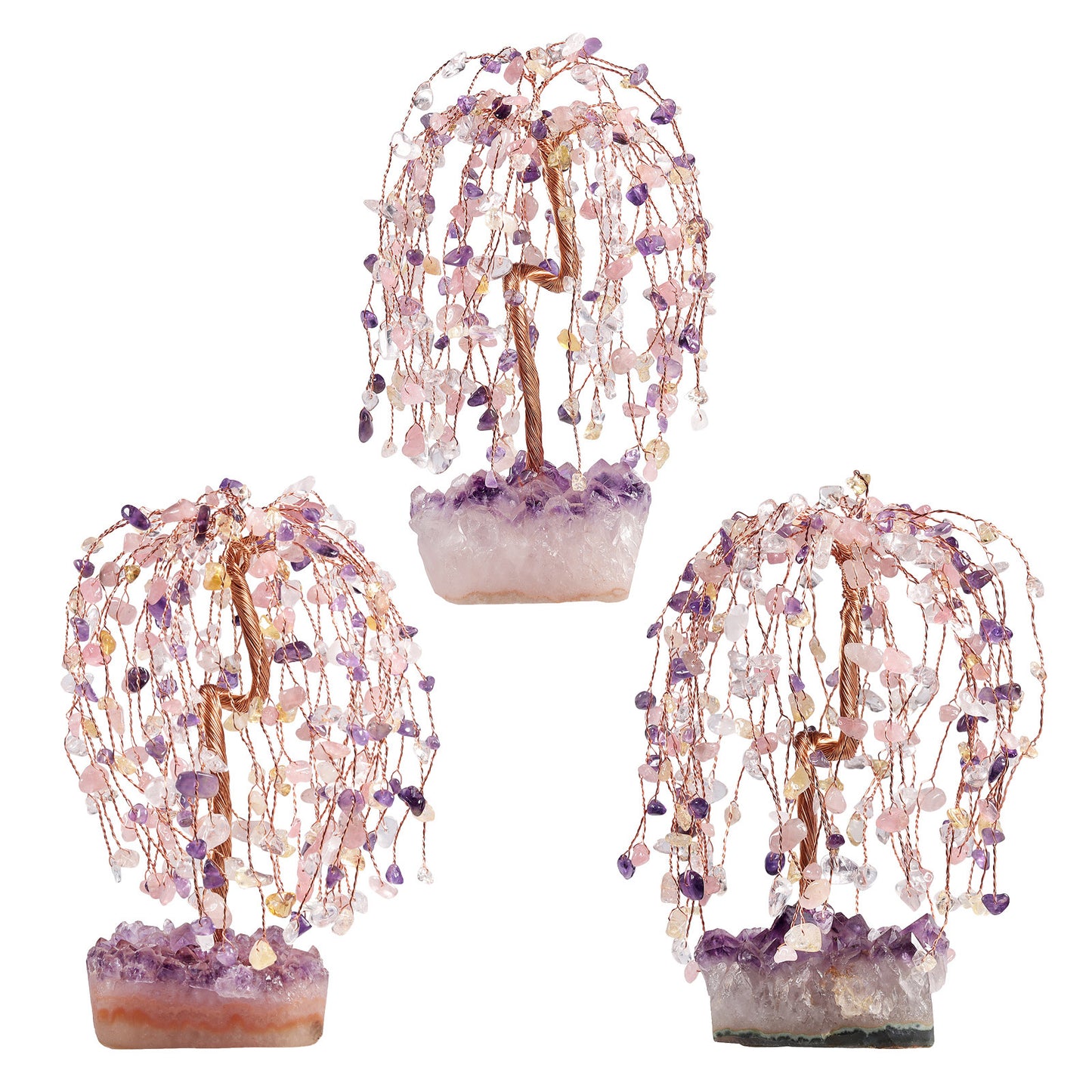 Natural Amethyst Base Weeping Willow Crystal Decoration