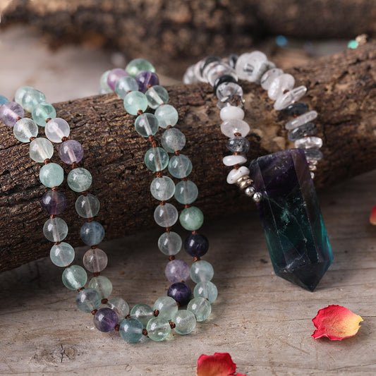 Handmade Rainbow Natural Fashion Fluorite Pendant