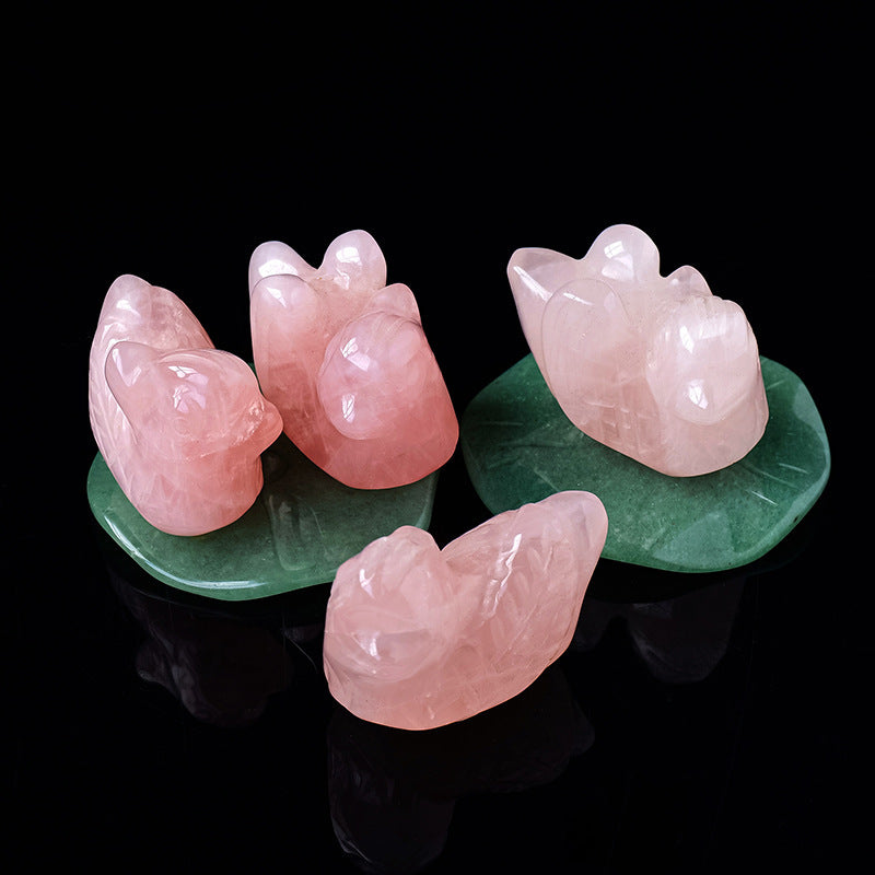 Natural Crystal Rose Quartz Rough Stone Carving