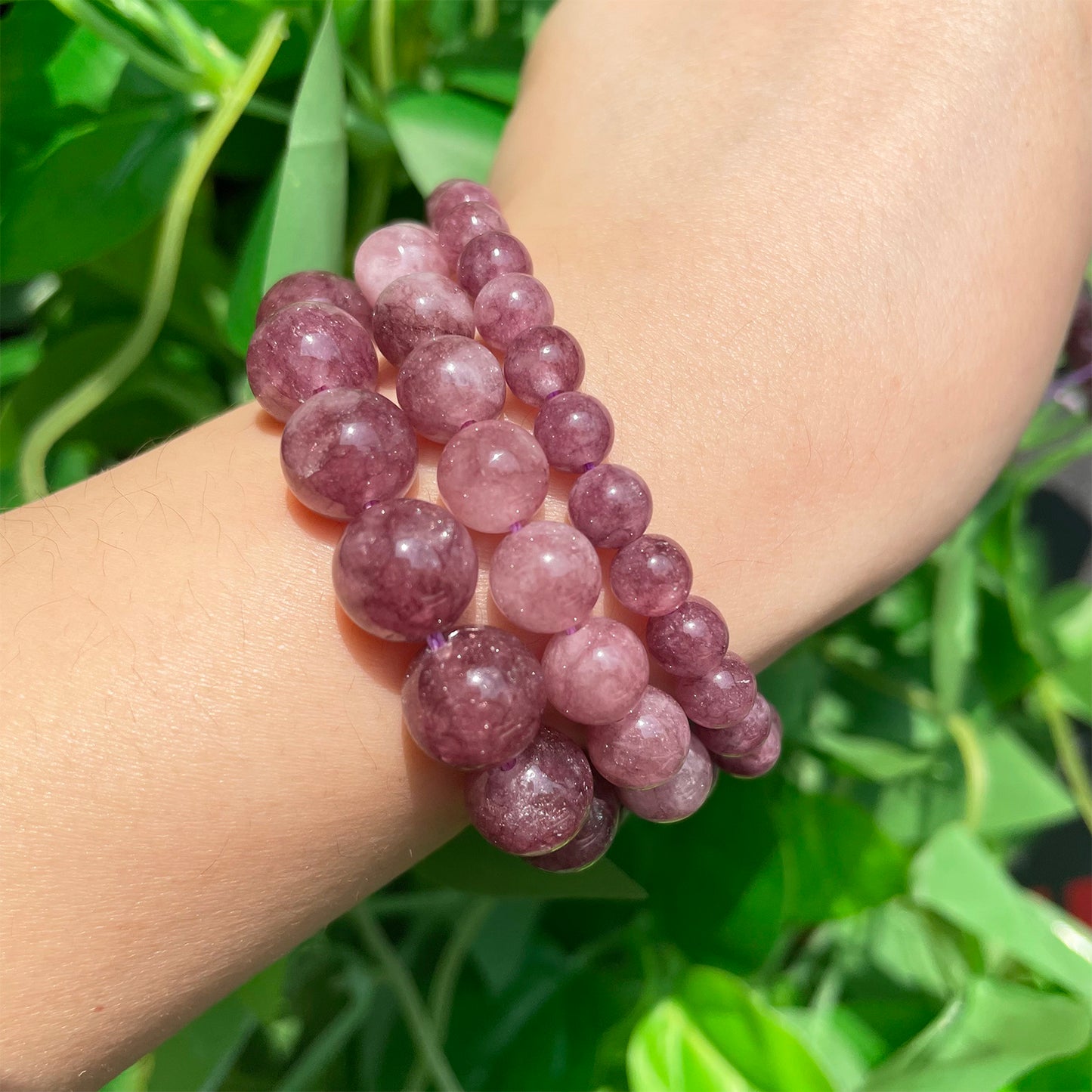 Natural Stone Beads Round Lepidolite bracelet