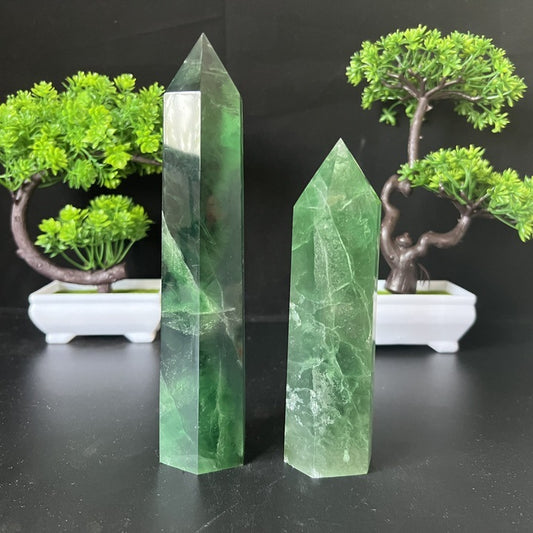 Green Fluorite Single-pointed Hexagonal Prism