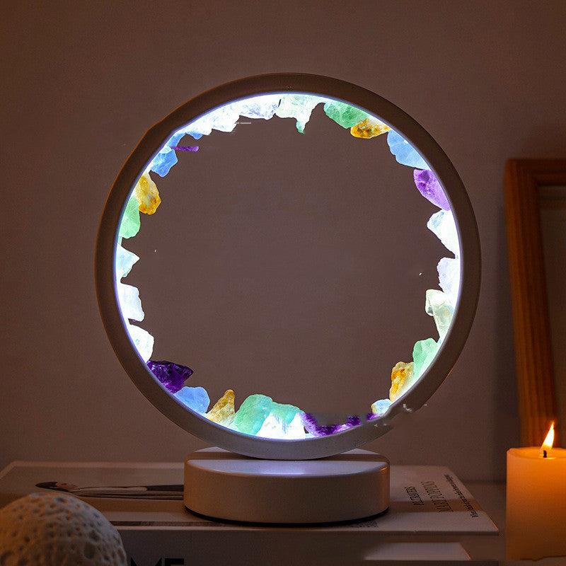 Natural Amethyst Cluster Round Headboard