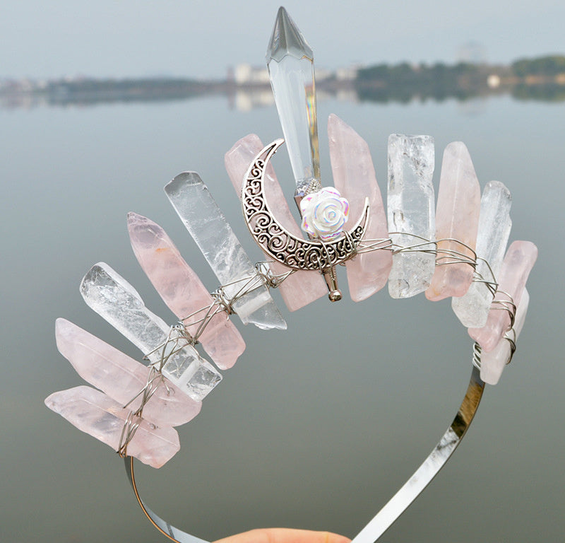 Natural Crystal,Handmade Crown Hair Accessories