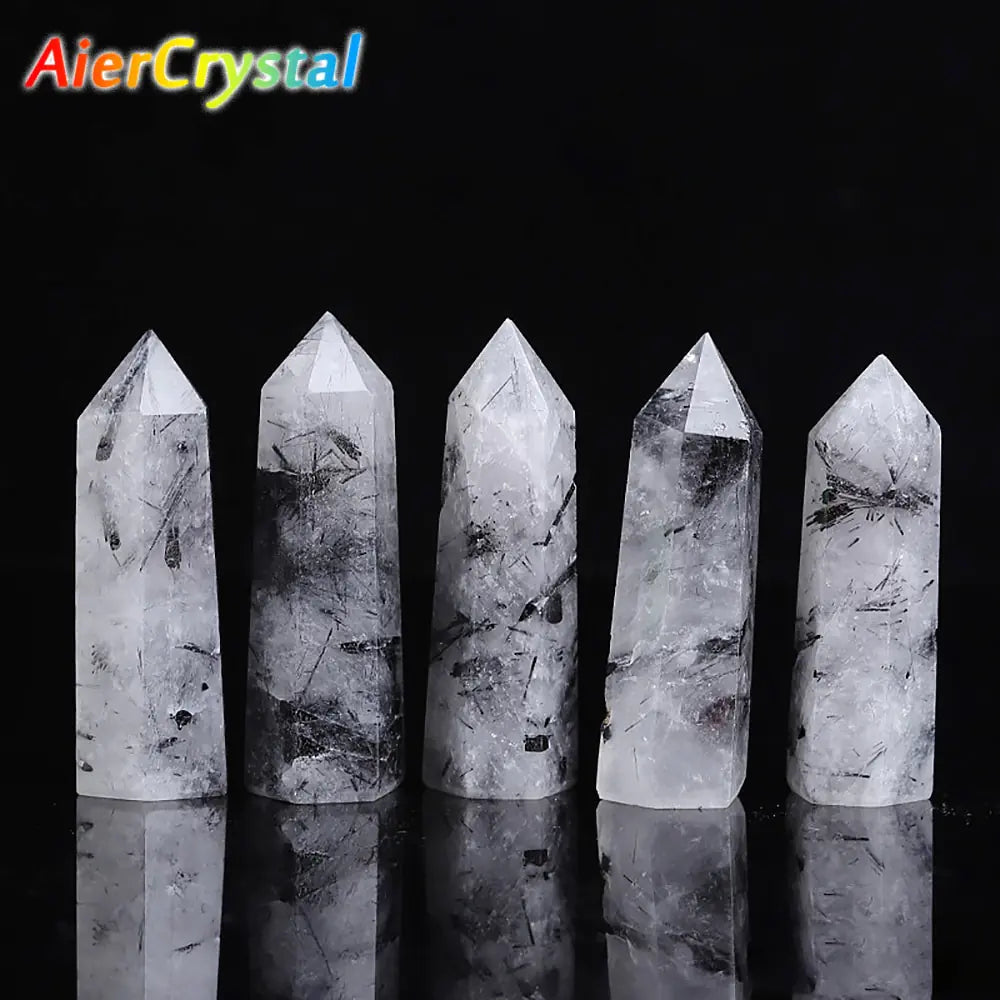 Natural Black Tourmaline Quartz Crystal