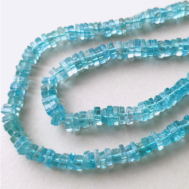 Natural Aquamarine Apatite Square Piece Crystal Beads