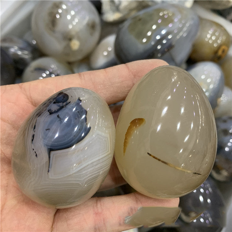 Crystal Marine Chalcedony Agate Dinosaur Egg Ornaments