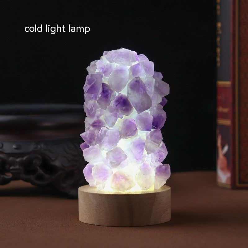 Natural Amethyst,Celestite Tooth Flower Mini Night Light Usb Plug-in