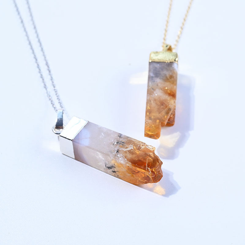 Citrine Unisex Pendant Necklace