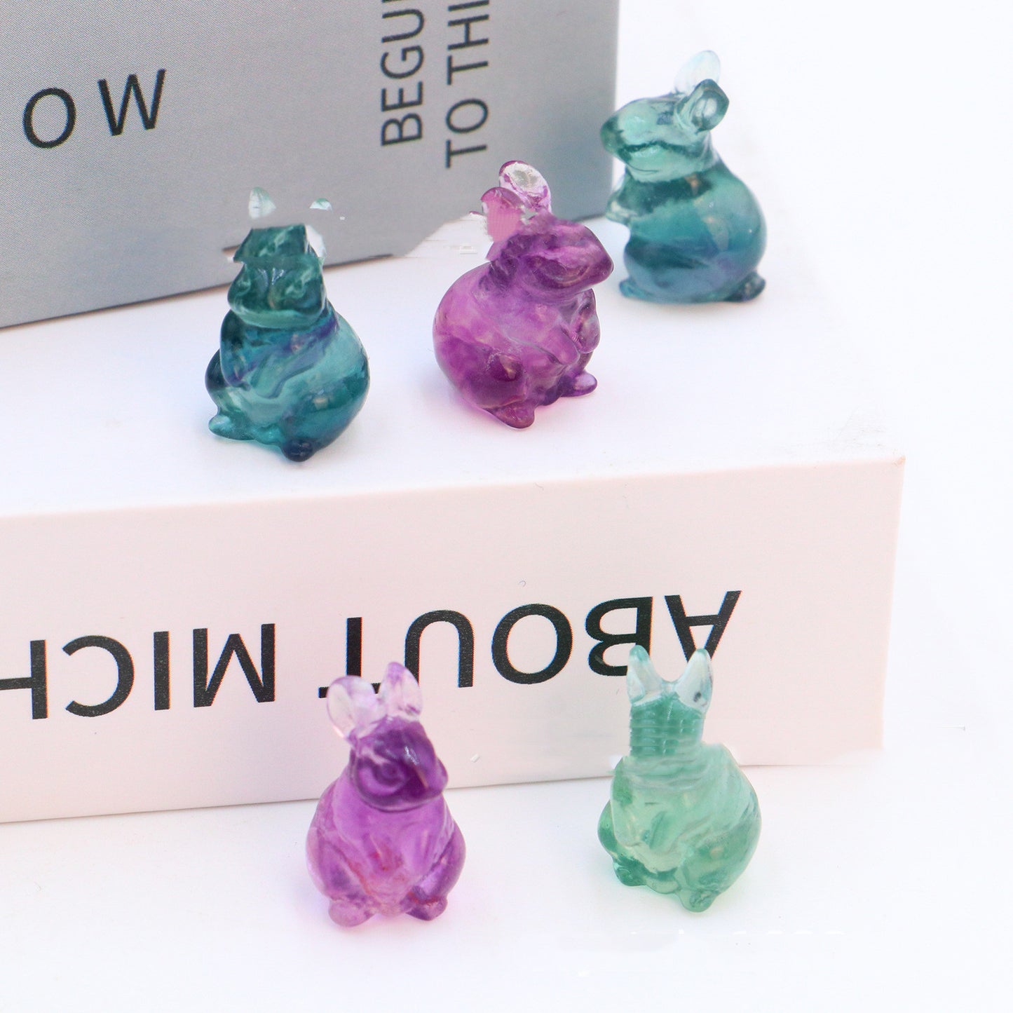 Natural Crystal Fluorite Rabbit Carving Ornament