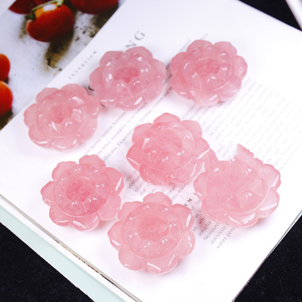 Hand-carved Natural Crystal Lotus Ornaments