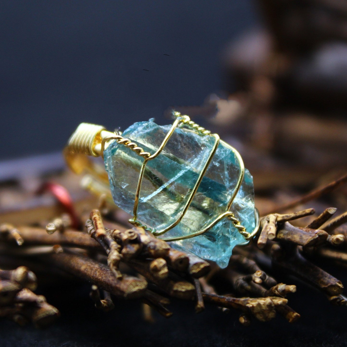 Retro Rough Stone Green Fluorite Ring