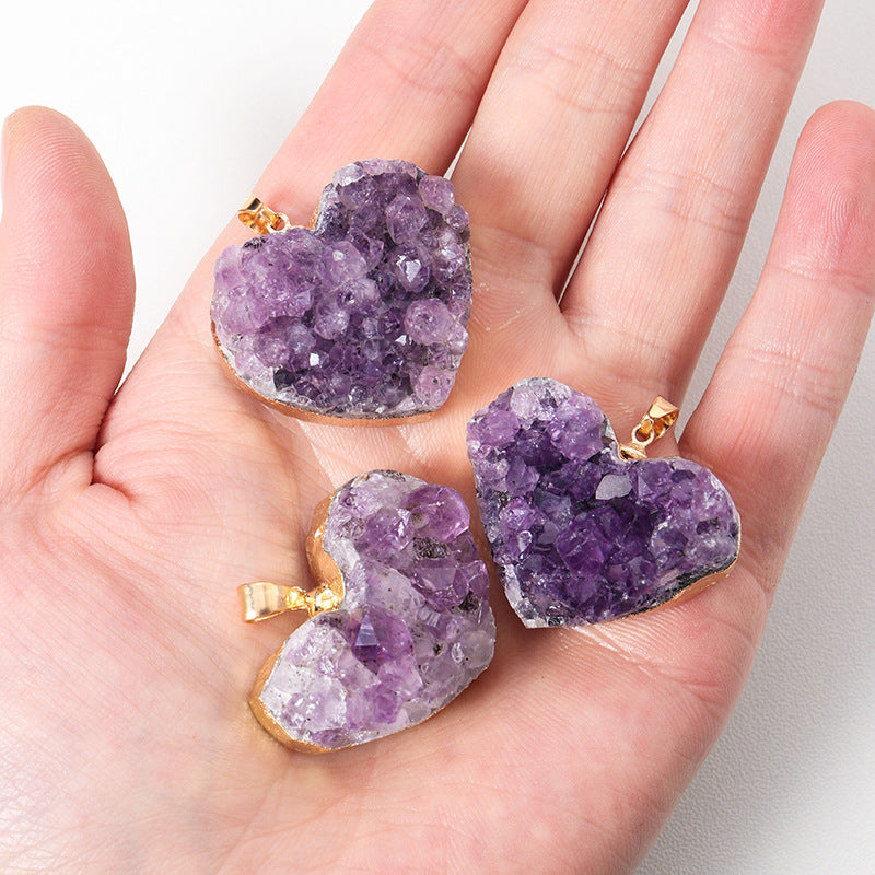 Uruguay Amethyst Cluster Heart Pendant!!So Gorgeous!!