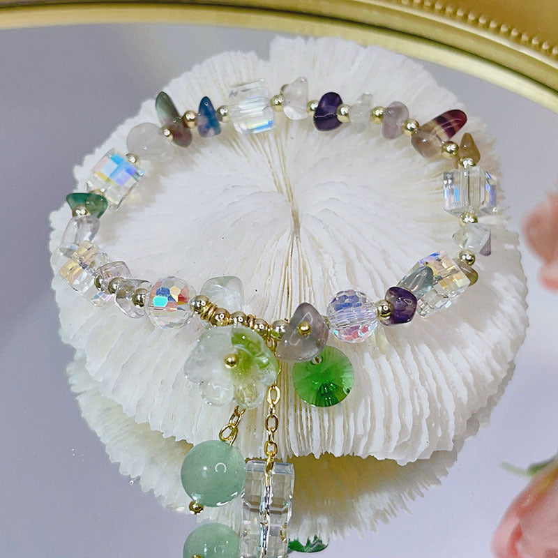 Trending Crystal Floral Bracelets!!Fluorite,Aquamarine,etc.!!So Gorgeous!