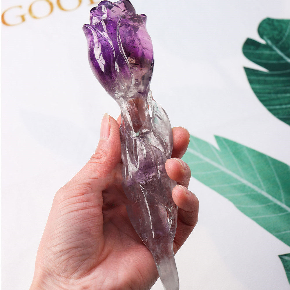 Amethyst Rose Shaped Ornament