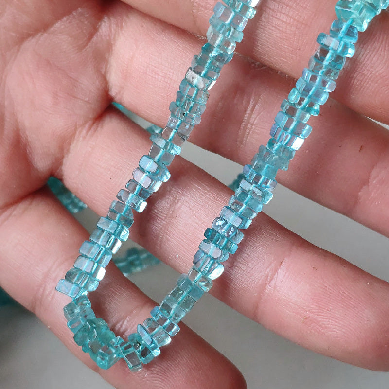 Natural Aquamarine Apatite Square Piece Crystal Beads