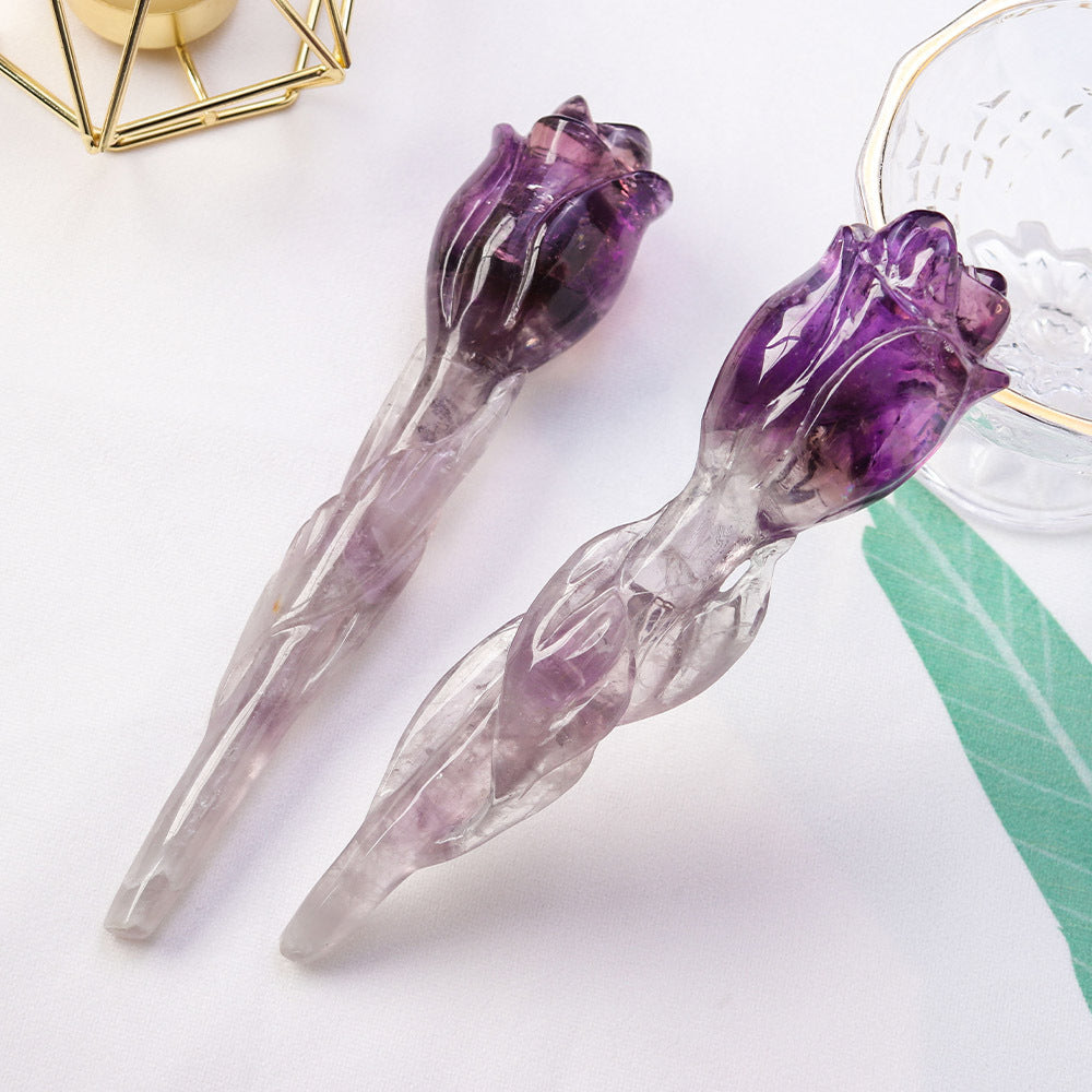 Amethyst Rose Shaped Ornament